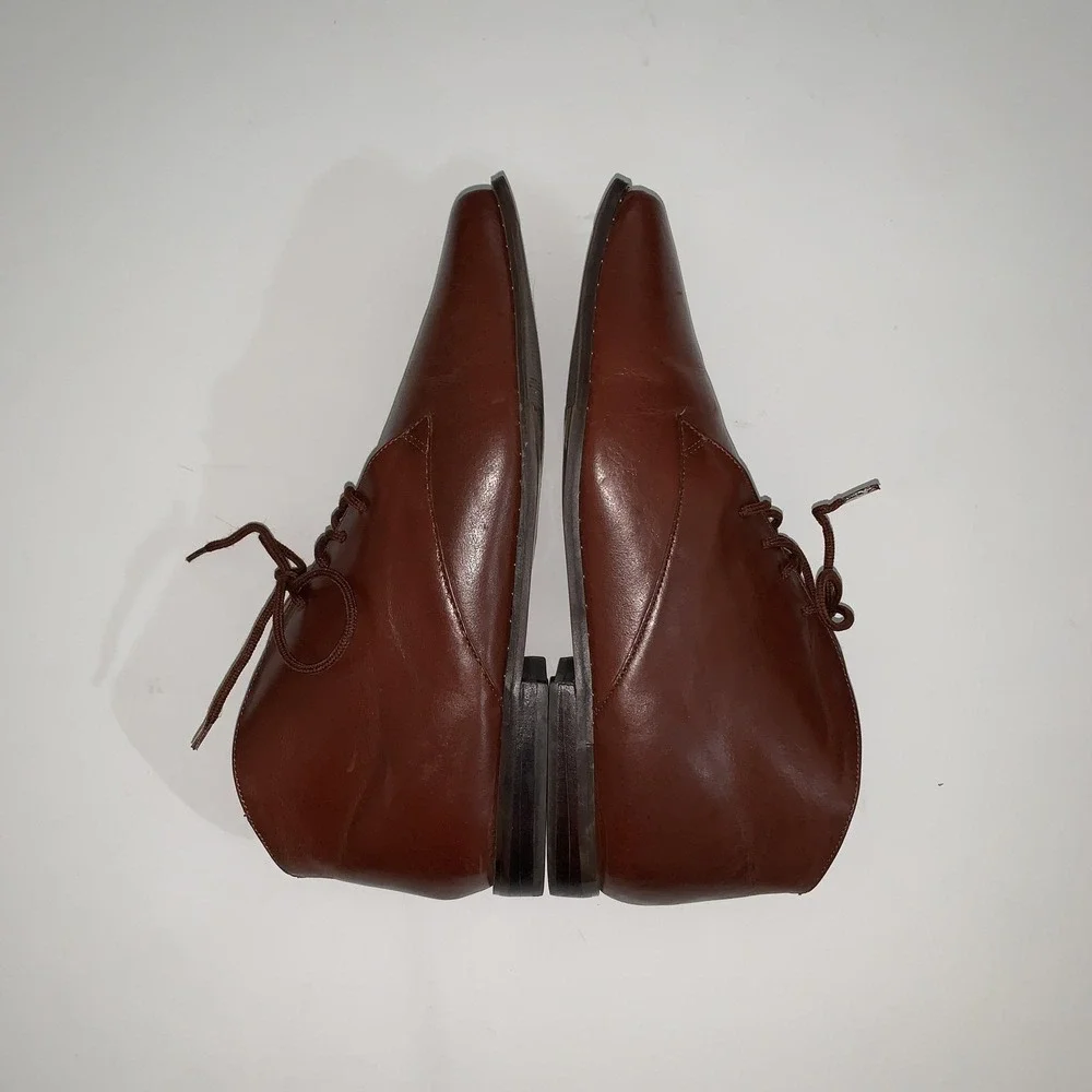 Seychelles Boots Womens 10 Brown Leather Abby Ankle Lace Up Block Heel Booties